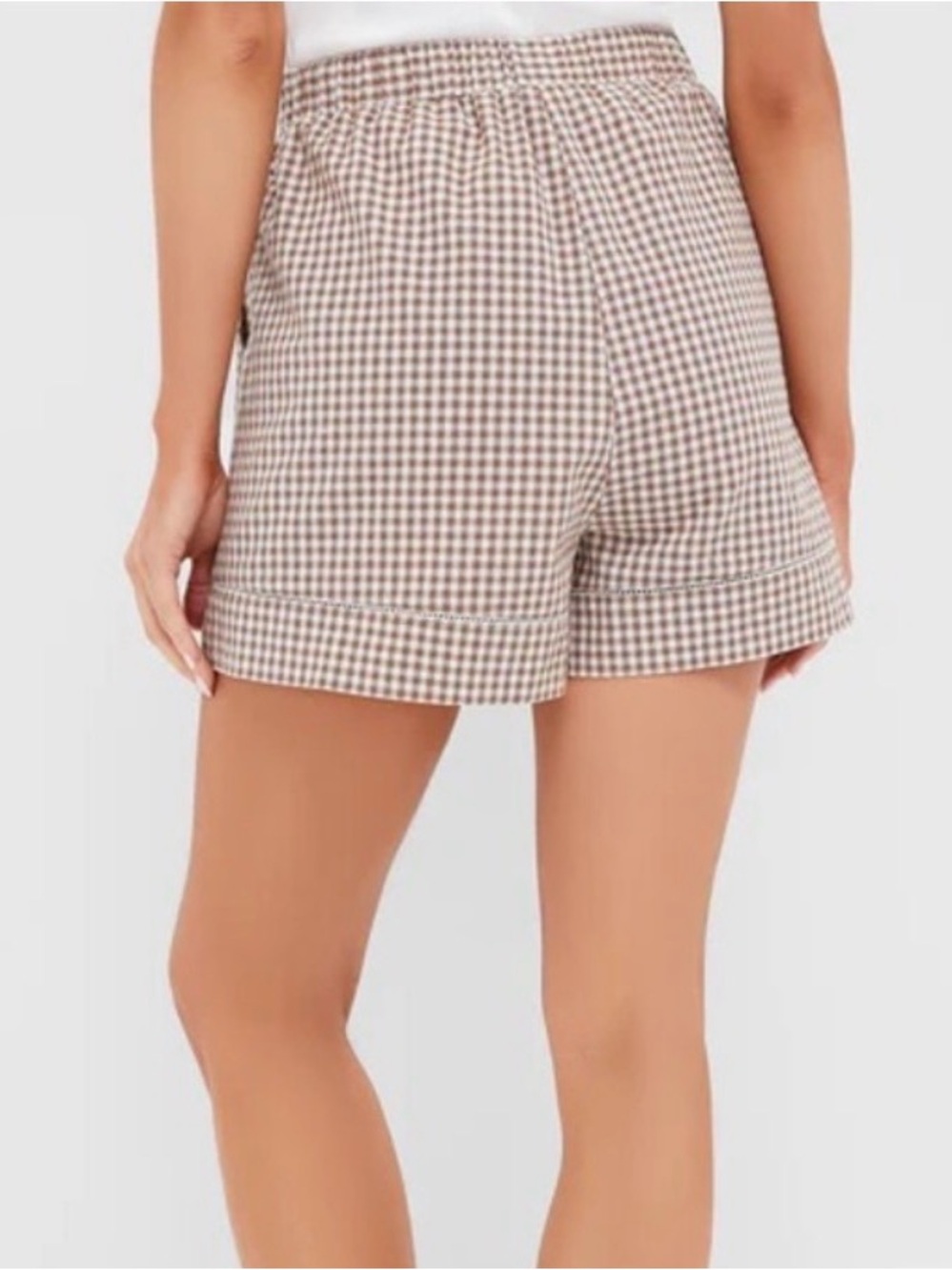 NWT Tuckernuck x Studio McGee Agusta Shorts in Mocha Cotton Gingham Size S - Picture 7 of 12